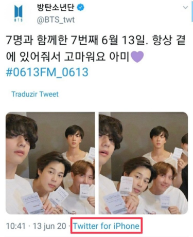 ¿No era un modelo Galaxy? BTS actualizó Twitter por iPhone